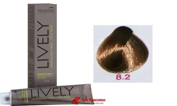

Крем-краска для волос без аммиака 8.2 Cвeтлo-бeжeвый блoндин Nouvelle Lively Hair Color, 100 мл