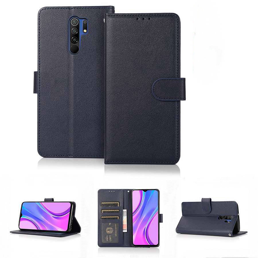 

Чехол книжка для Xiaomi Redmi Note 8 Pro синий бумажник ремешок на руку