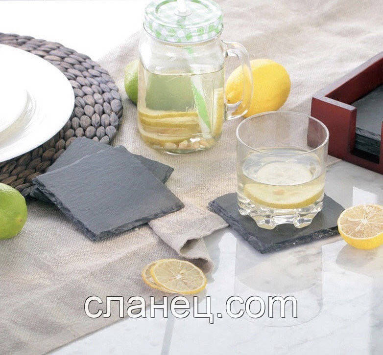 

Подставки, костеры 9,3*9,3 см, сланец, Темно-серый