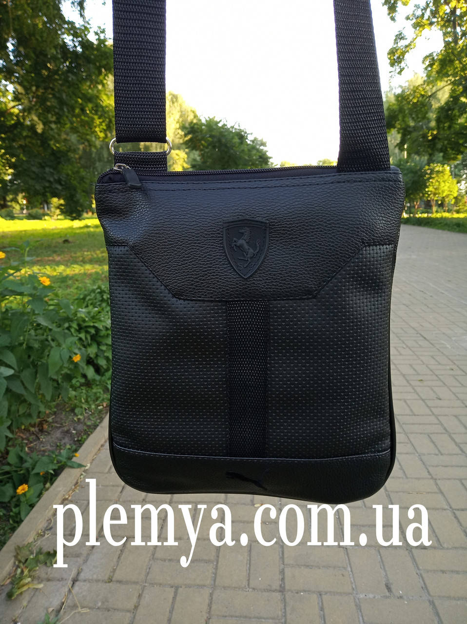

Сумка Puma Ferrari мужская кожаная через плечо 24 * 27 см, Черный