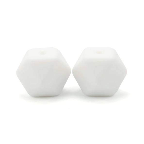 

Гексагон 14 мм бусина силиконовая Белый