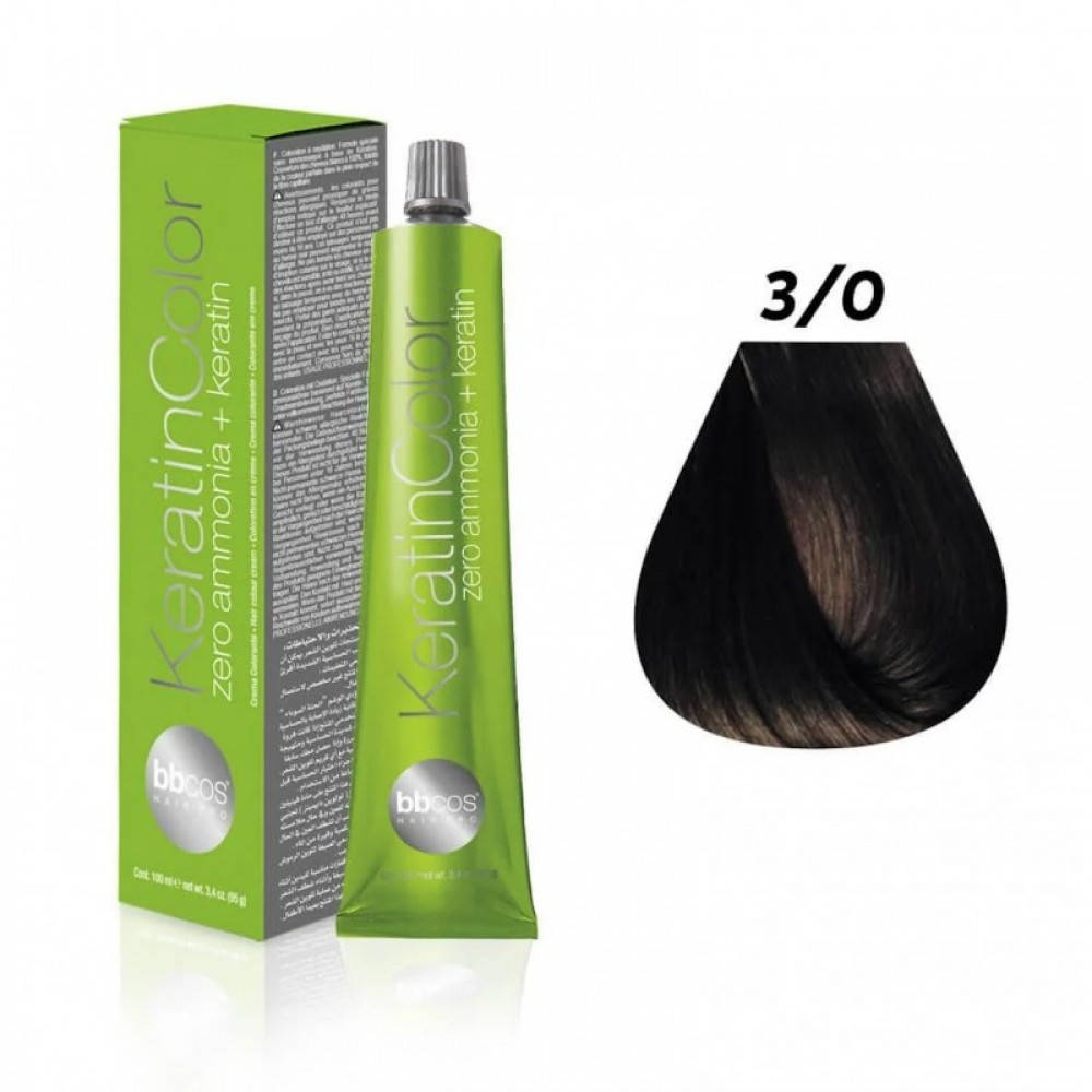 

Безаммиачная Стойкая Крем-Краска Для Волос BBcos Keratin Color 3/0 Каштановый Темный, 100 Мл