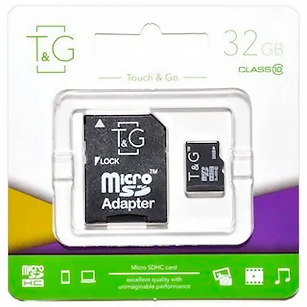 

Карта памяти microSDHC T&G 32Gb (UHS-1)(Class 10) + Adapter SD