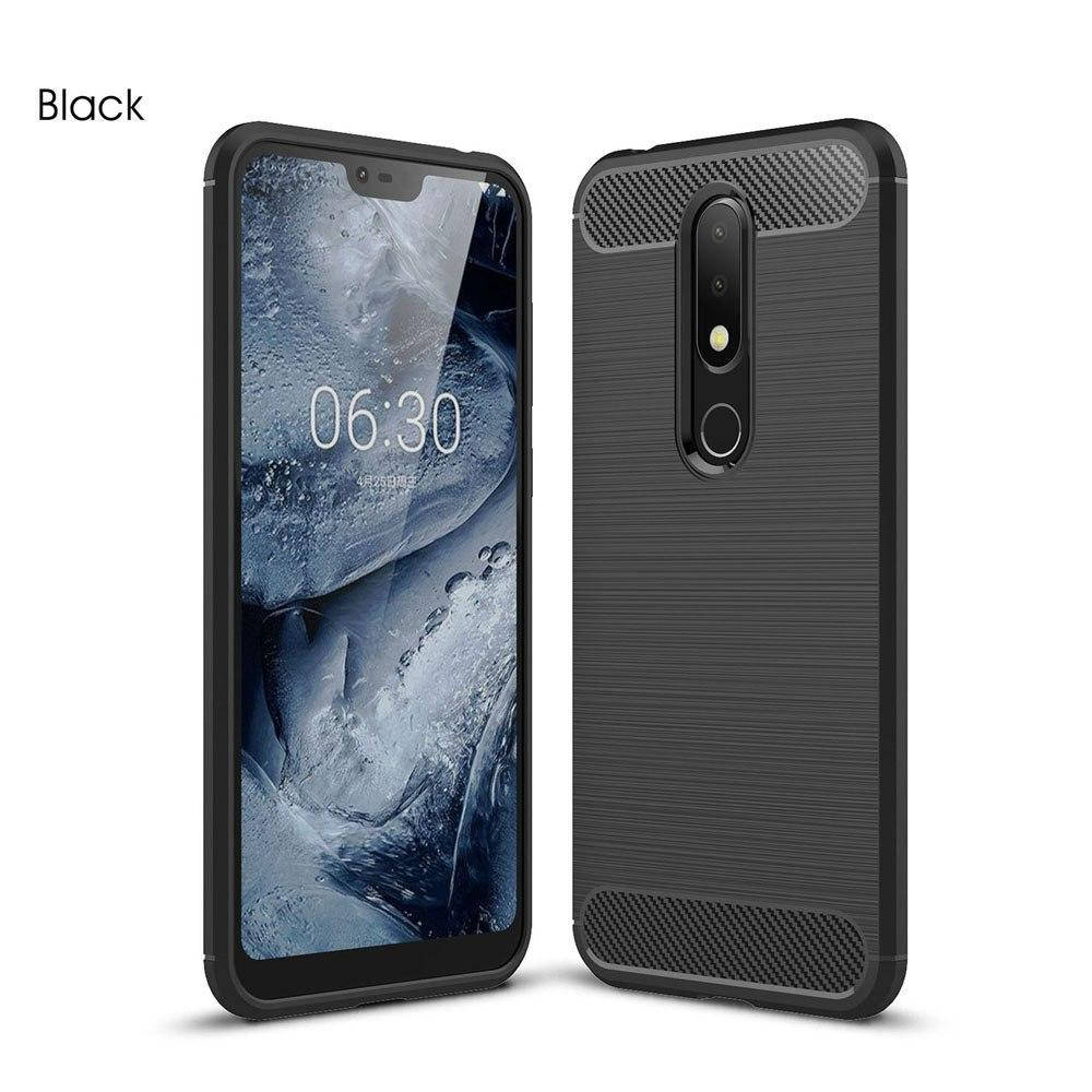 

Силиконовый чехол для Nokia 6.1 plus / Nokia x6 Черный бампер под карбон
