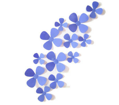 

Наклейка на стену, наклейка цветок, наклейки на шкаф "набор 12шт цветов фиолетовых "четырехлистный клевер", Фиолетовый