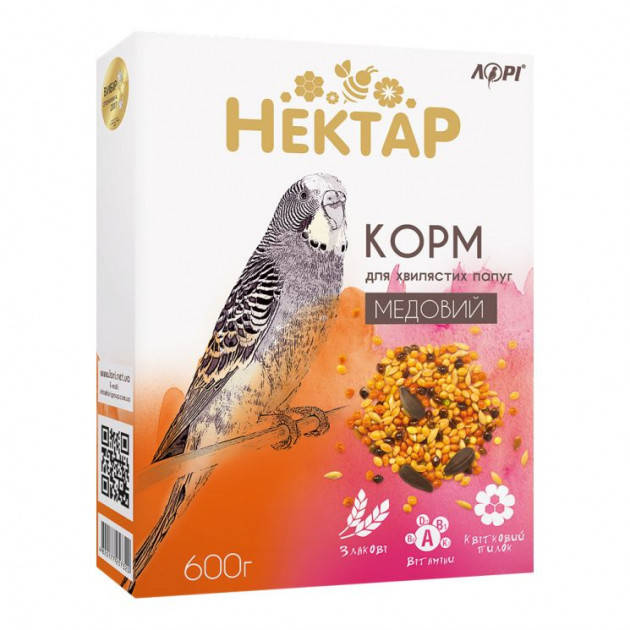 

Корм для волнистых попугаев НЕКТАР медовый ТМ Лори 600 г