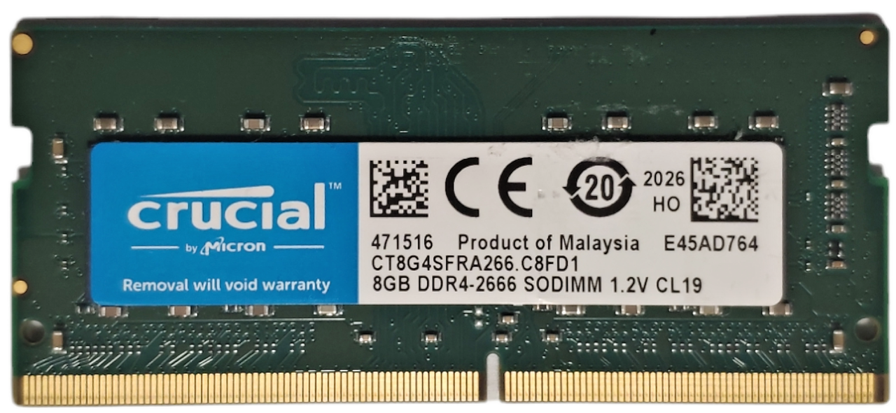 

Память для ноутбука SODIMM DDR4 8GB 2666 MHz Micron Crucial CT8G4SFRA266