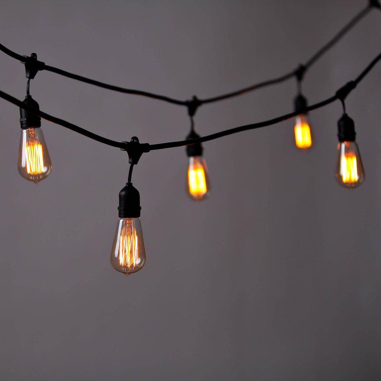 

Светильник ретро гирлянда из кабеля и патронов Е27 на подвеске 10шт VELMAX 10м(без ламп)