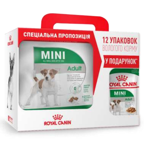 

Royal Canin Mini Adult 4кг+ 12паучей в подарок для собак мини пород