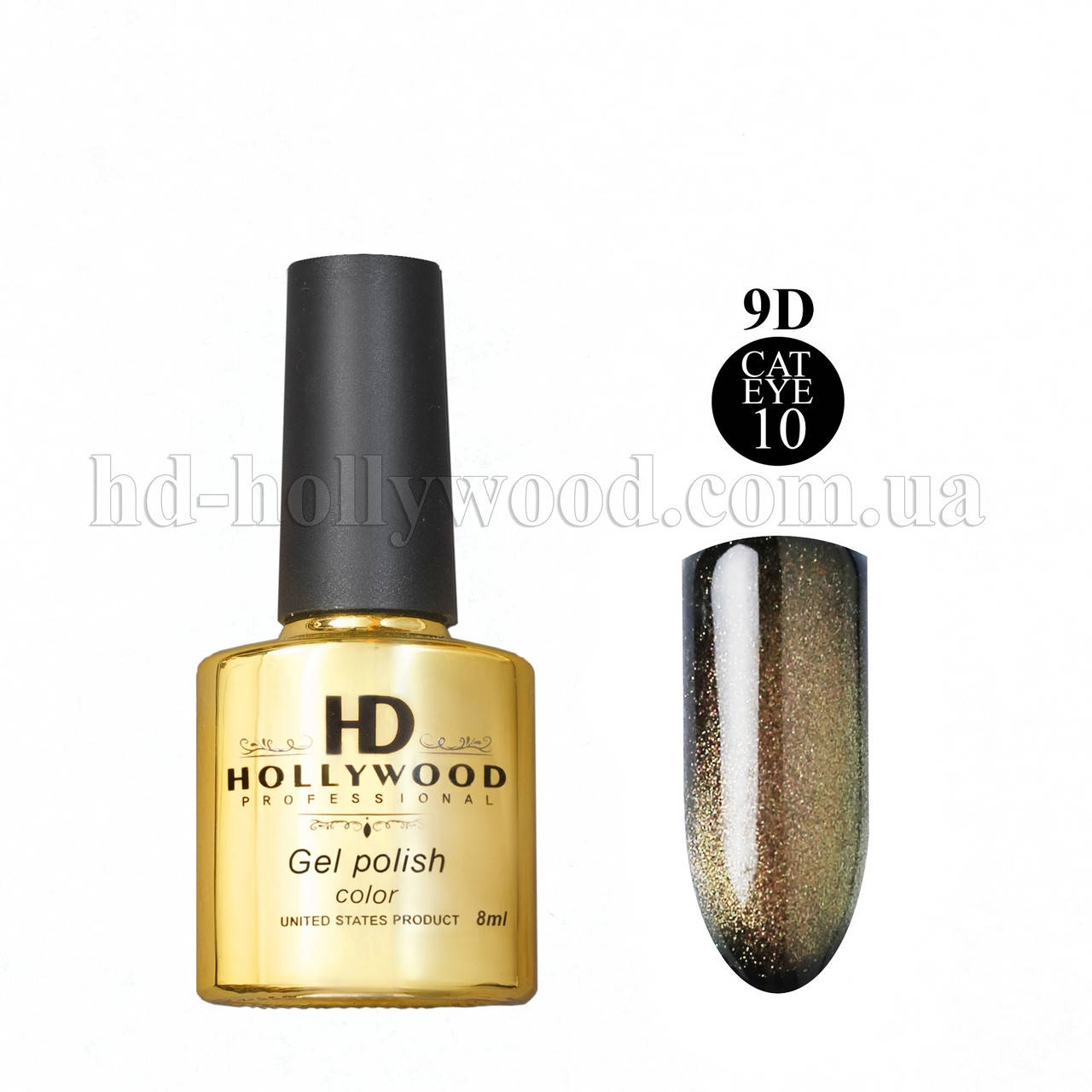 

Гель лак Кошачий глаз 010 Золотой Серый HD Hollywood 8 ml