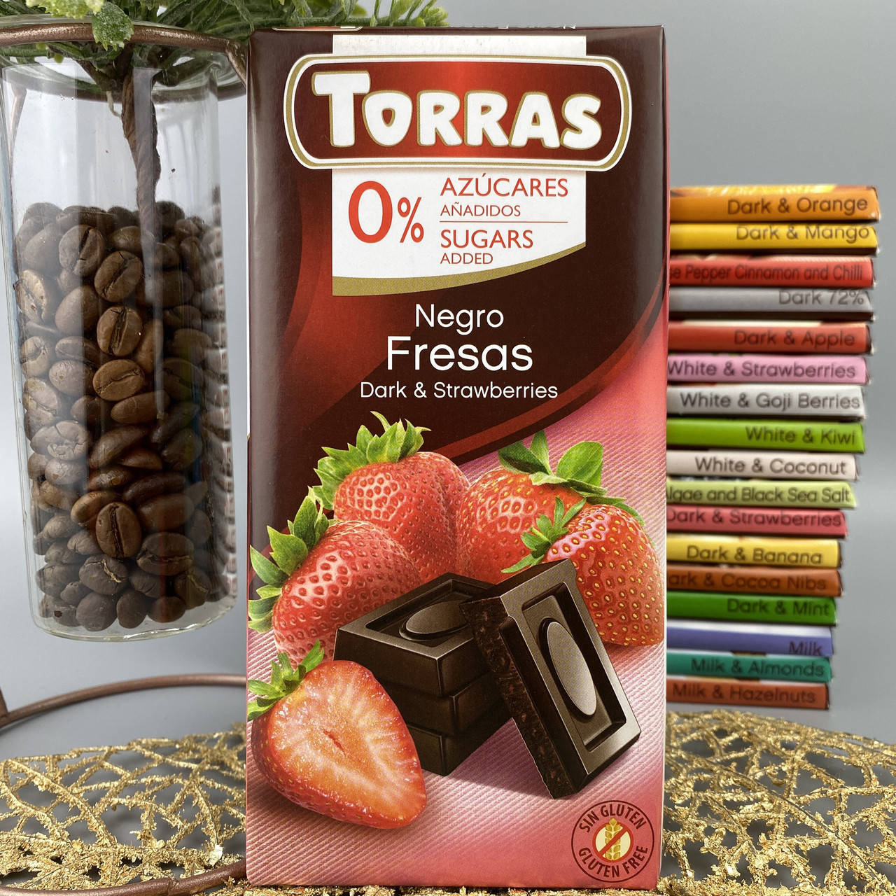 

Шоколад без сахара и глютена чёрный с клубникой Торрас Torras 0% 75 г