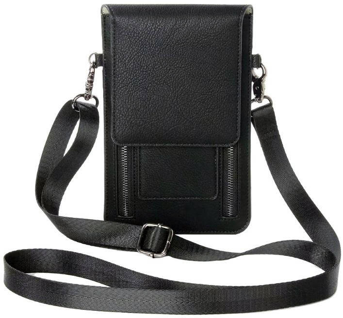 

Сумка чехол для телефона через плечо (12х19,5 см) Two Zipper Black, Черный
