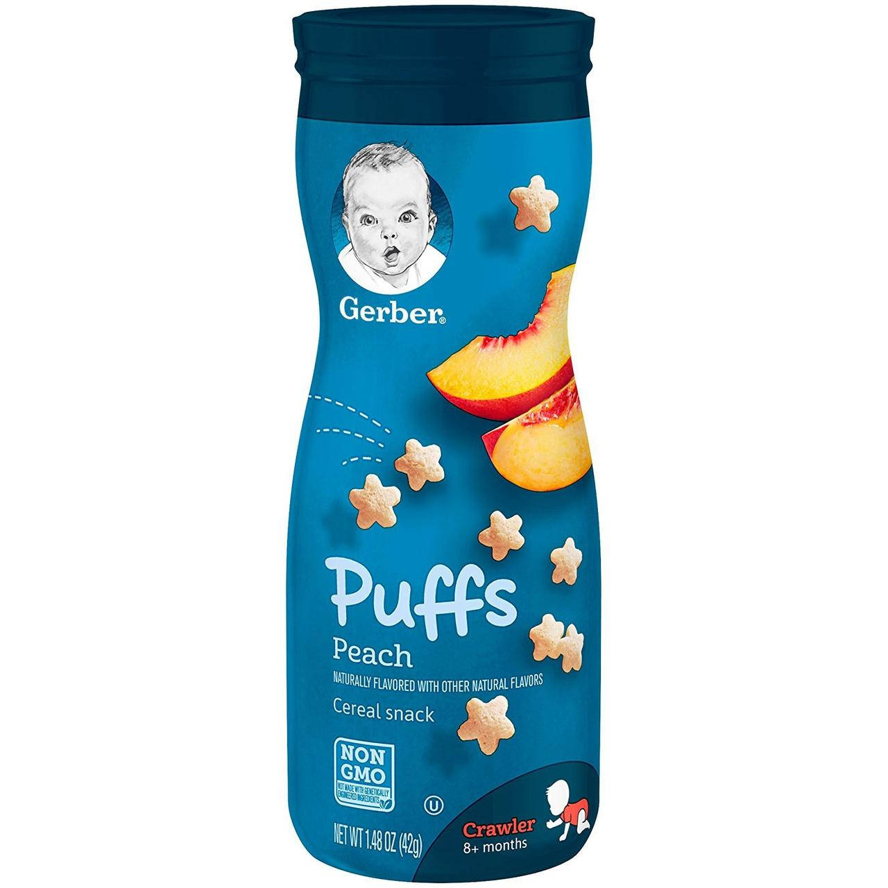 

Gerber, Puffs, снек из воздушных злаков, от 8 месяцев, персик, 42 г (1,48 унции)