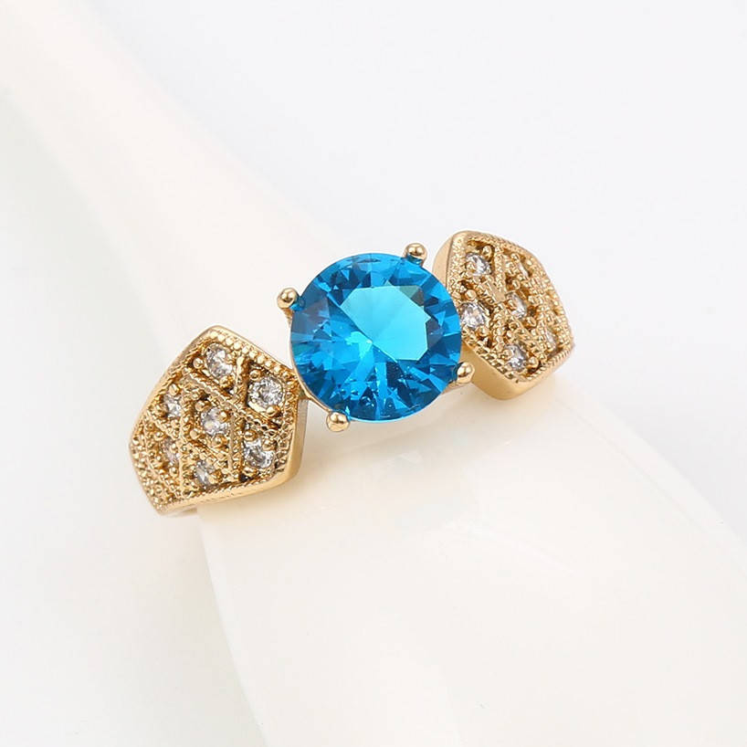 

Кольцо позолота, с бирюзовым цирконием, p. 17,5 р. 18, р. 18,5, Xuping, 18К