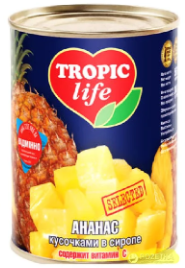 

Tropic Life Ананас кубиками в сиропе 580 мл