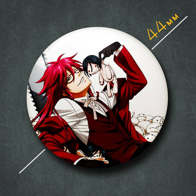 

"Грелл Сатклифф (Тёмный дворецкий / Black butler)" значок круглый на булавке Ø44 мм