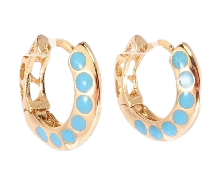 

Серьги Xuping Позолота 18K колечки "Точечный орнамент голубой эмалью"
