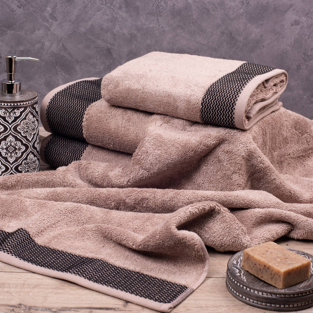 

Полотенце махровое ТМ Аиша Bamboo 50х90 см серо-розовый, Бежевый