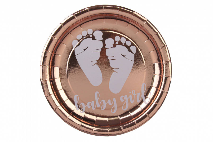 

Тарелки 8 шт./уп. (23см.)в стиле "Baby Girl" baby shower Беби Шауэр (Розовое золото)