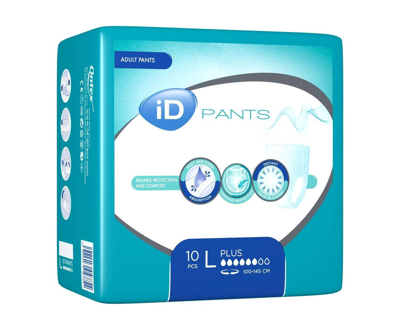 

Впитывающие трусы-подгузники для взрослых ID Pants Plus 3 Large 10 шт.