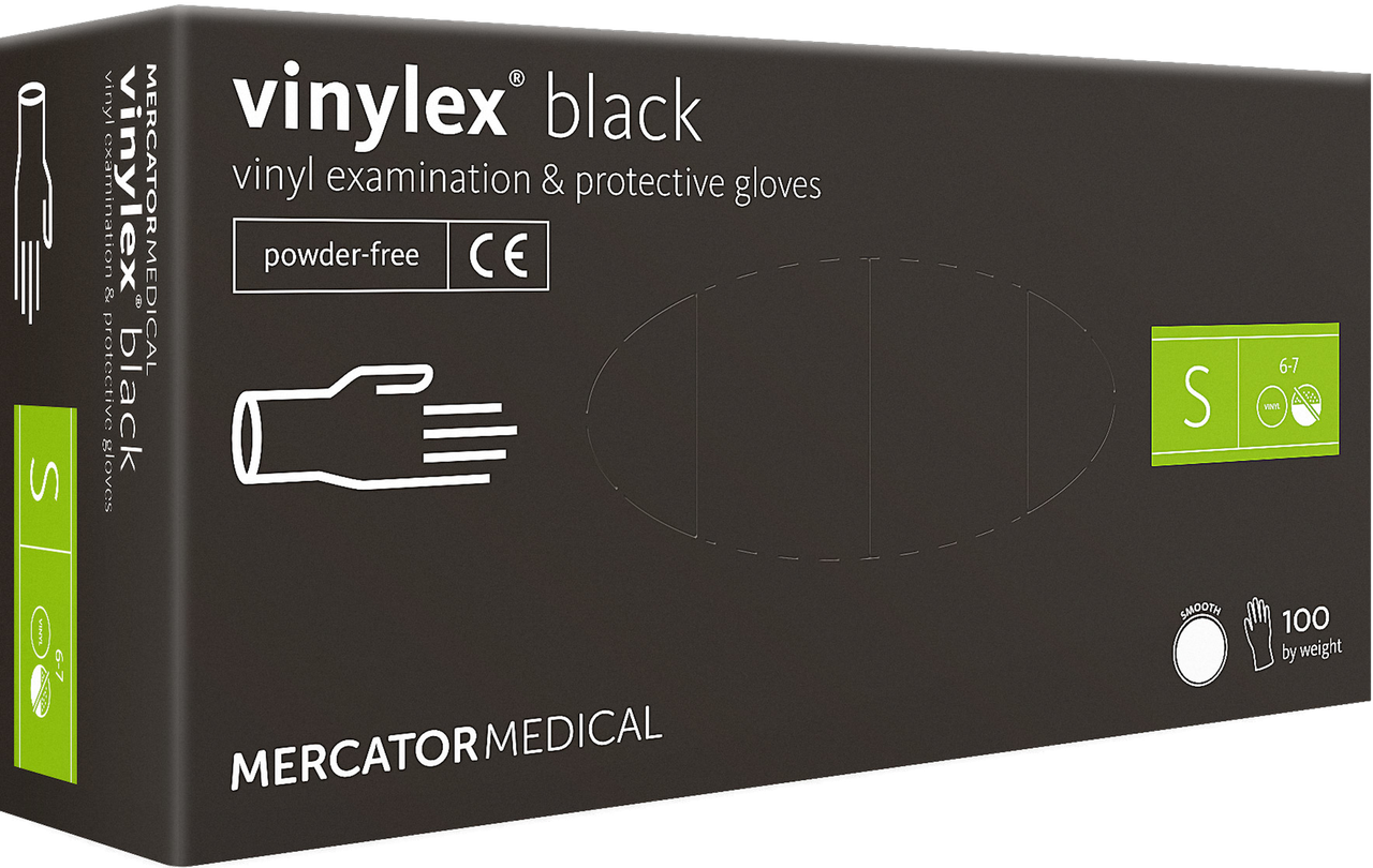 

Перчатки виниловые Vinylex® Black нестерильные неопудренные черные, Черный