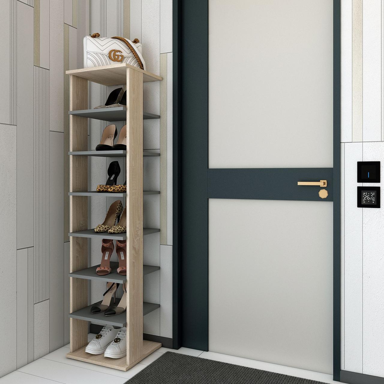 Полиця для взуття Doros Паоло Дуб Сонома/Графіт 38.4х38.4х153.4 (41516042)