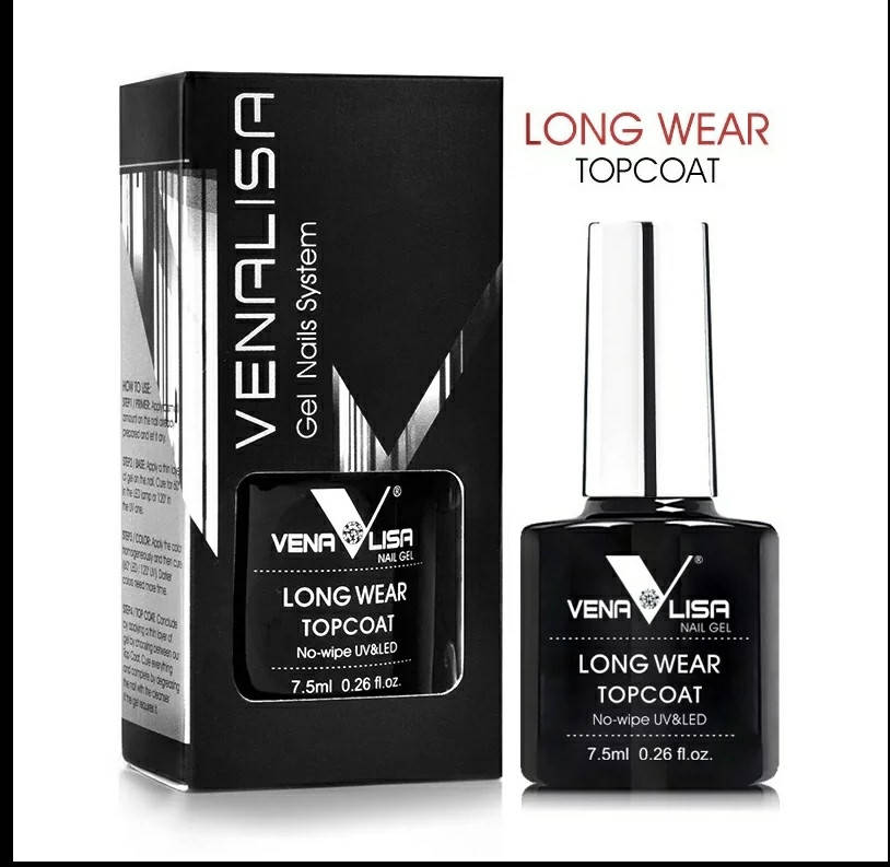 

Бриллиантовый топ Long Wear Topcoat Venalisa 7.5 ml топовое покрытие для гель лаков
