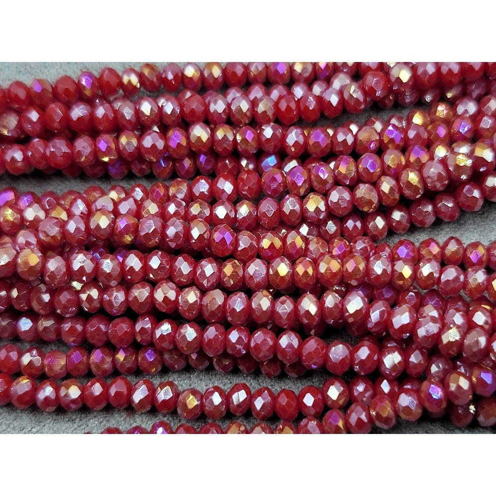 

(190 шт)Хрустальные бусины(рондель). Размер 2 мм. В упаковке прим.190 шт. цвет - темно-красный мат с пер