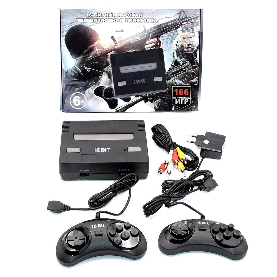 

Игровая приставка Sega Super Drive 16 Bit на 166 игр Детская ретро консоль для телевизора Сега 16 Бит Retro