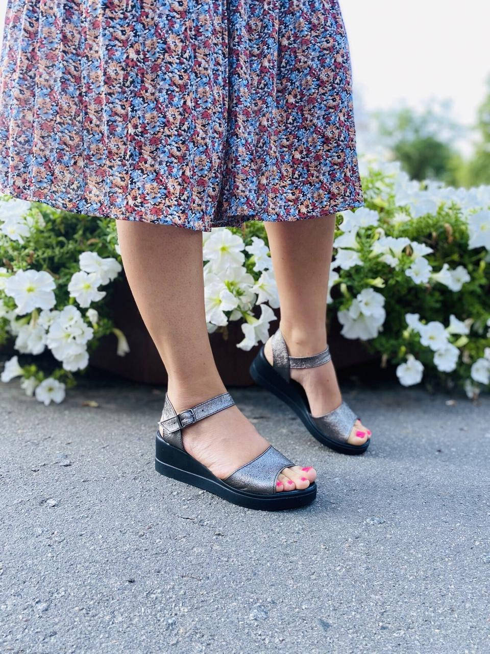 

Босоножки женские Mermaid 35-7 никель (лето кожа натуральная)