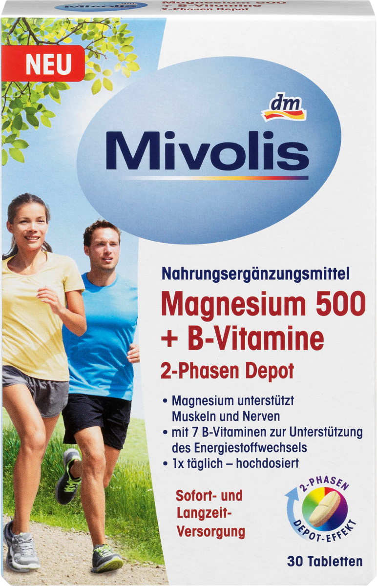 

Биологически активная добавка Mivolis Magnesium 500 + B-Vitamine 2-Phasen Depot, 30 шт.