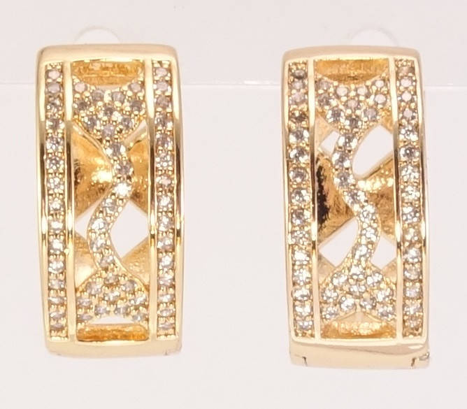 

Серьги Xuping M&L желтый оттенок колечки "Декоративный орнамент цирконием"