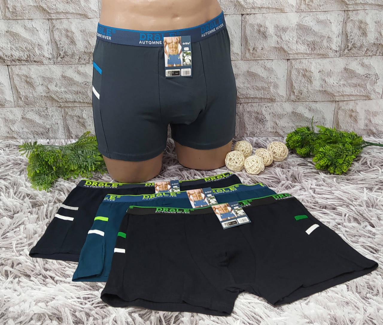 

Трусы мужские 2XL (54-56) боксеры Drole хлопок С1019, Разные цвета