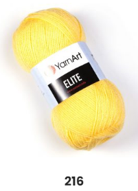 

Нитки пряжа для вязания акриловая ELITE YarnArt № 216 - светлый желтый