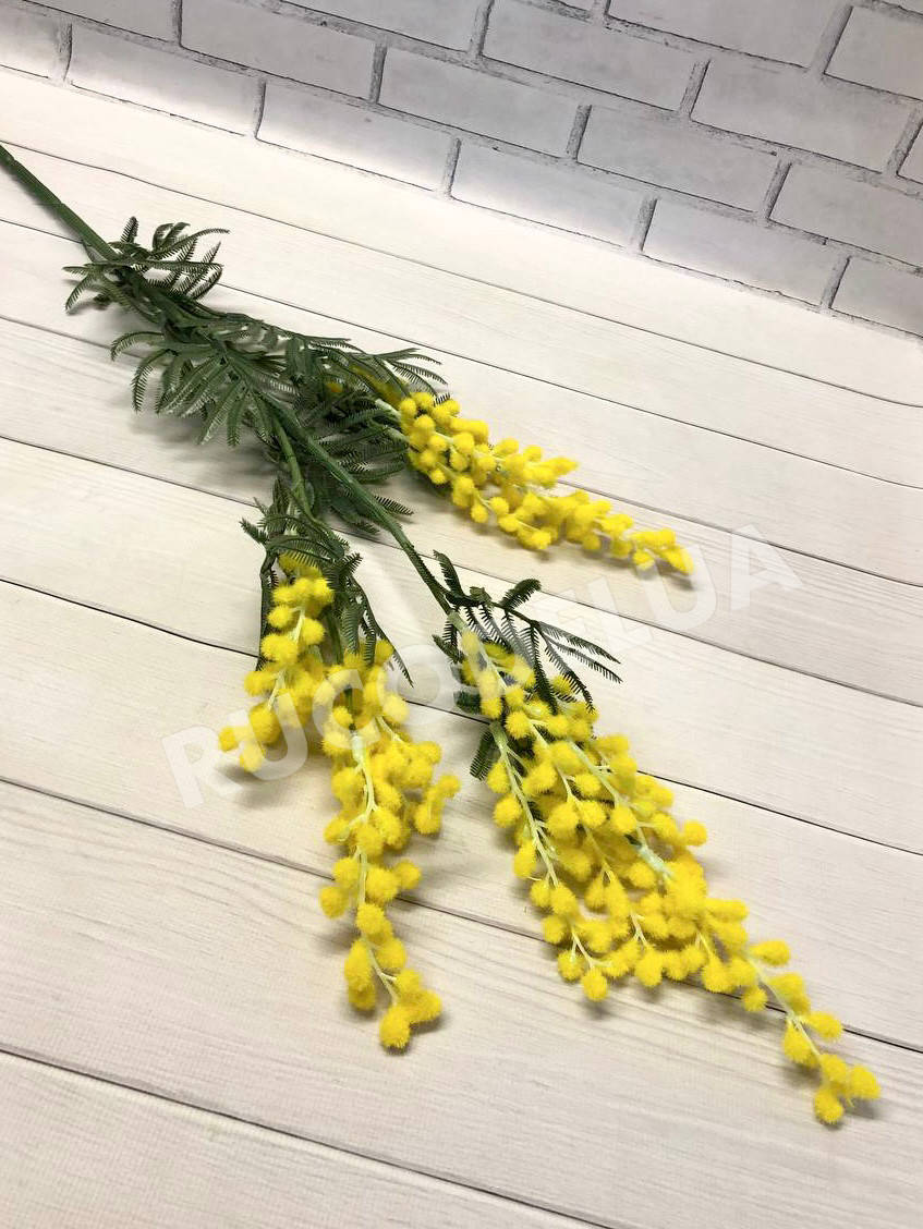

Ветка мимозы пушистая жёлтая. Мимоза искусственная. Мимоза декоративная, Желтый
