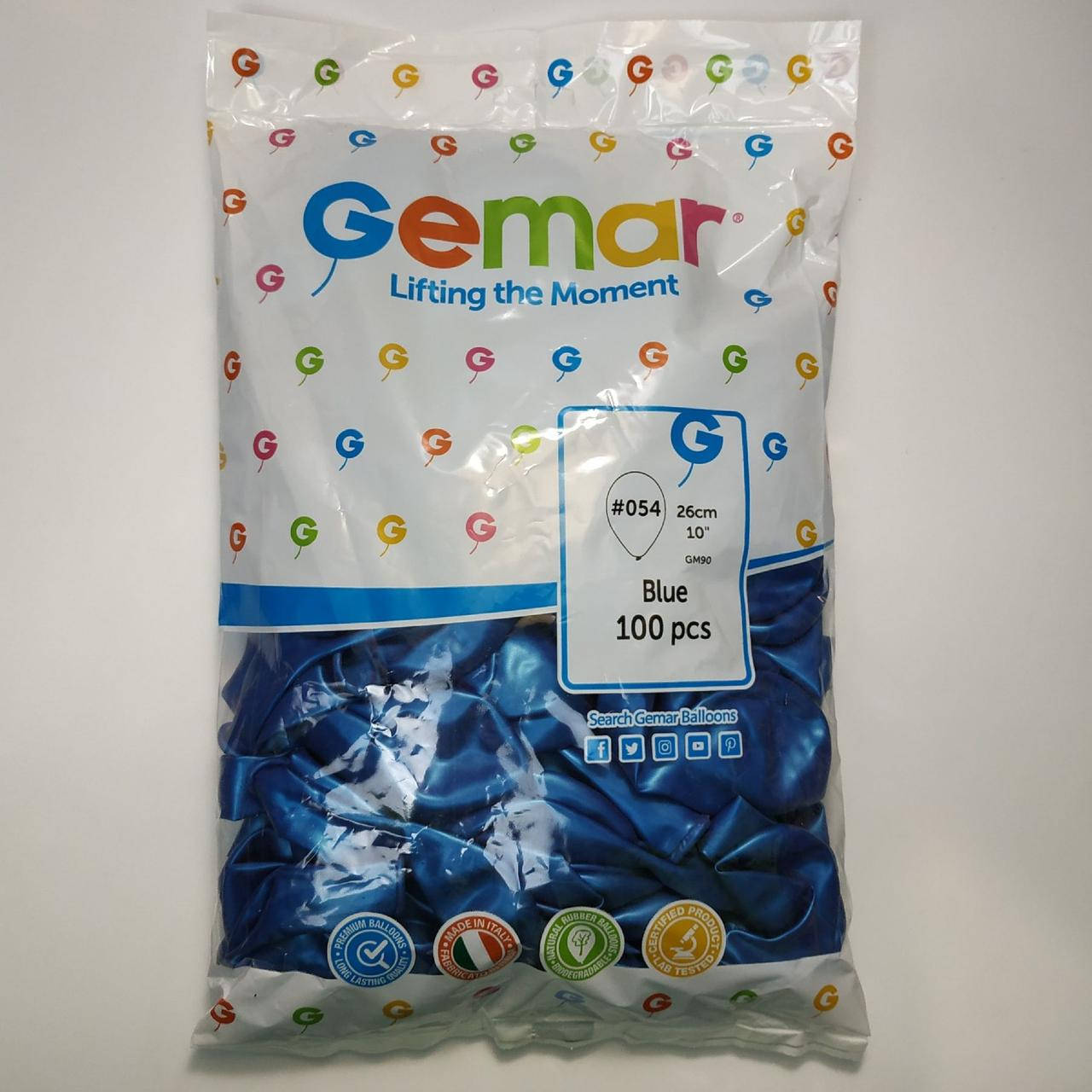 

Воздушные шары Gemar синий металлик 10"(26 см) 100 шт