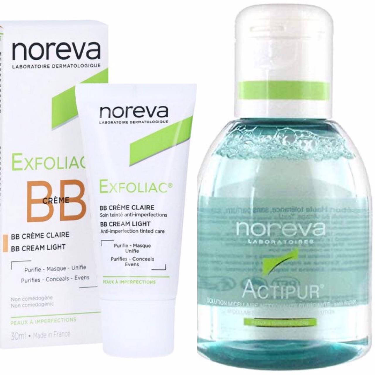

Крем от недостатков кожи Норева Эксфолиак Noreva Exfoliac BB Cream ТОН: Light Claire - светлый 30мл и мицеллярная вода Норева Актипур 100мл