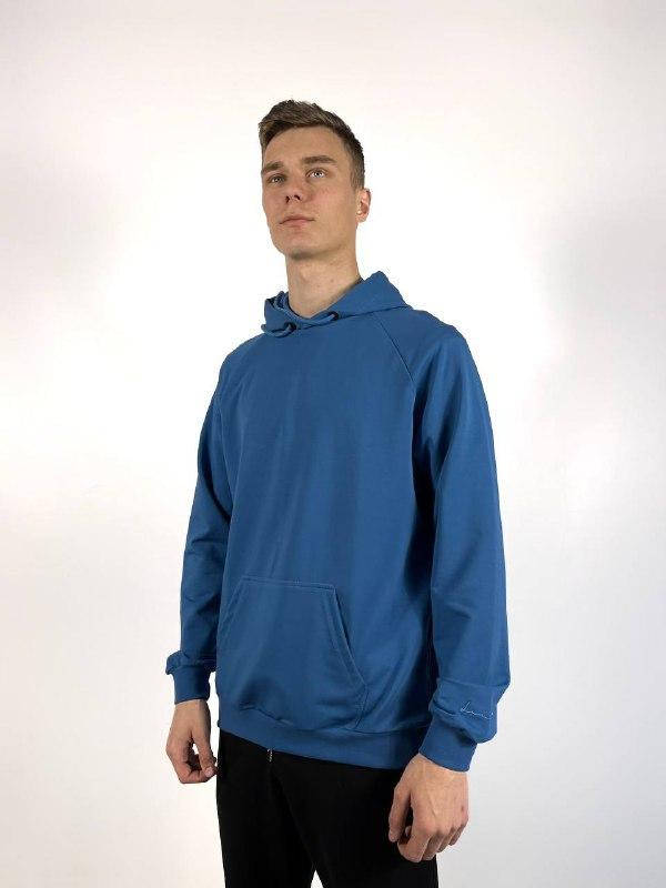 

Чоловіче худі світшот, голуба вільна толстовка, спортивна кофта оверсайз,чоловічий батник худі, Синий