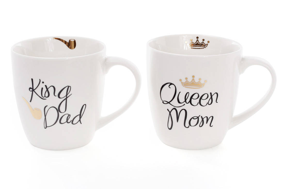 

Кружка фарфоровая King Dad, Queen Mom , 520мл, цвет -белый