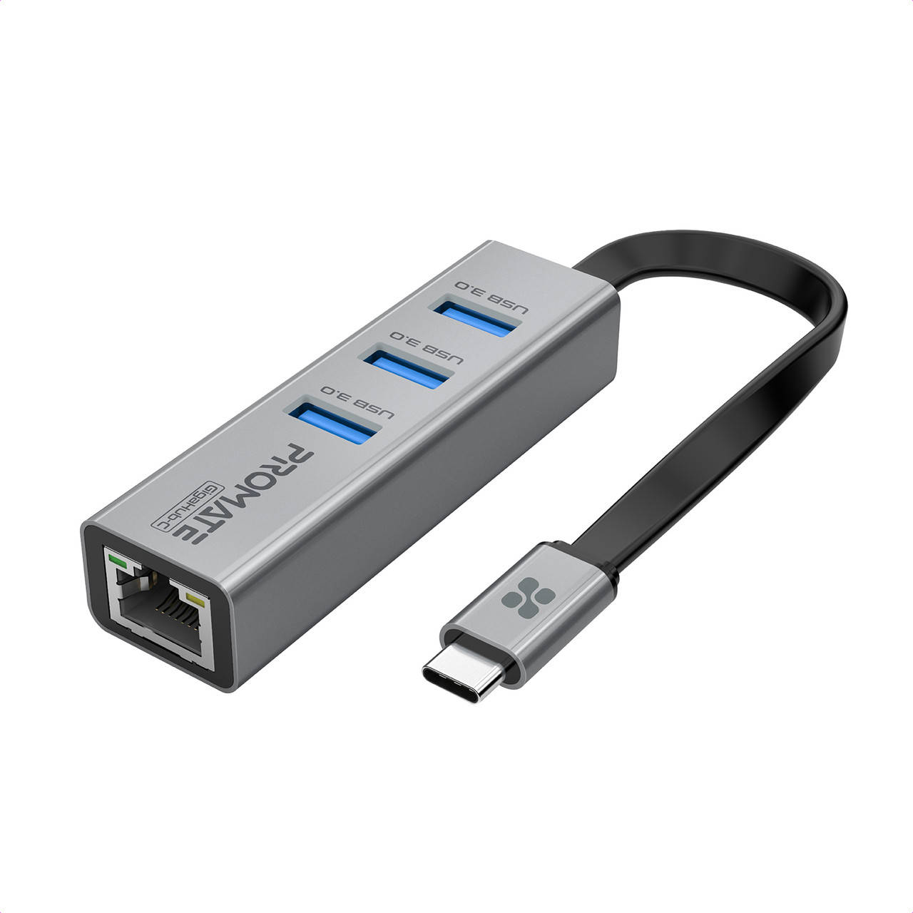 

USB-C хаб 4-в-1 Promate GigaHub-C 3xUSB 3.0/RJ45 Grey