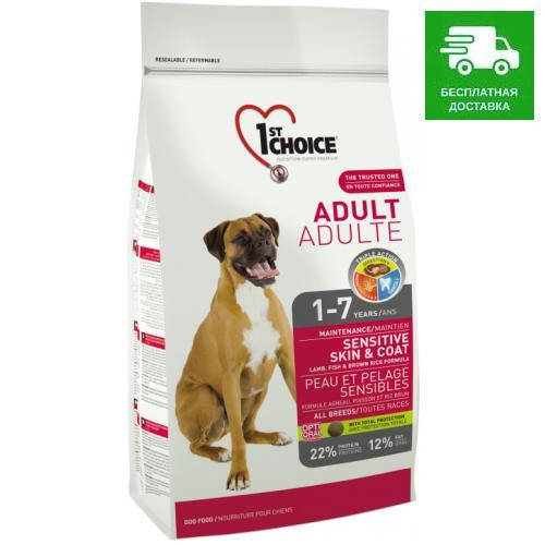 

1st Choice Adult Dog с ягненком и рыбой, 15 кг