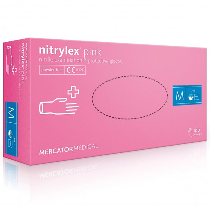 

Перчатки нитриловые Mercator Nitrylex PINK неопудренные, размер , 100 шт, Розовый