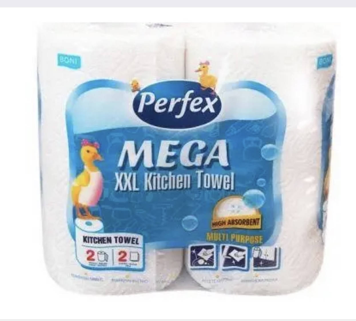 

Бумажные полотенца ролевые (рулонные) 2 рулона Perfex MEGA 100% целюлеза 8606102287848, Белый