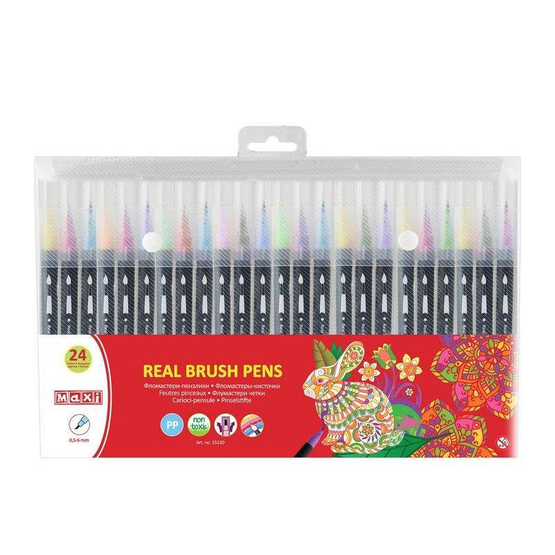 

Фломастеры-кисточки REAL BRUSH, 24 цвета, линия 0,5-6 мм (MX15230)