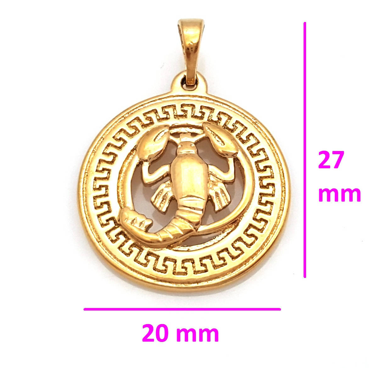 

Кулон Знак Зодиака "Рак", с греческим узором, без камней, позолота, 18К