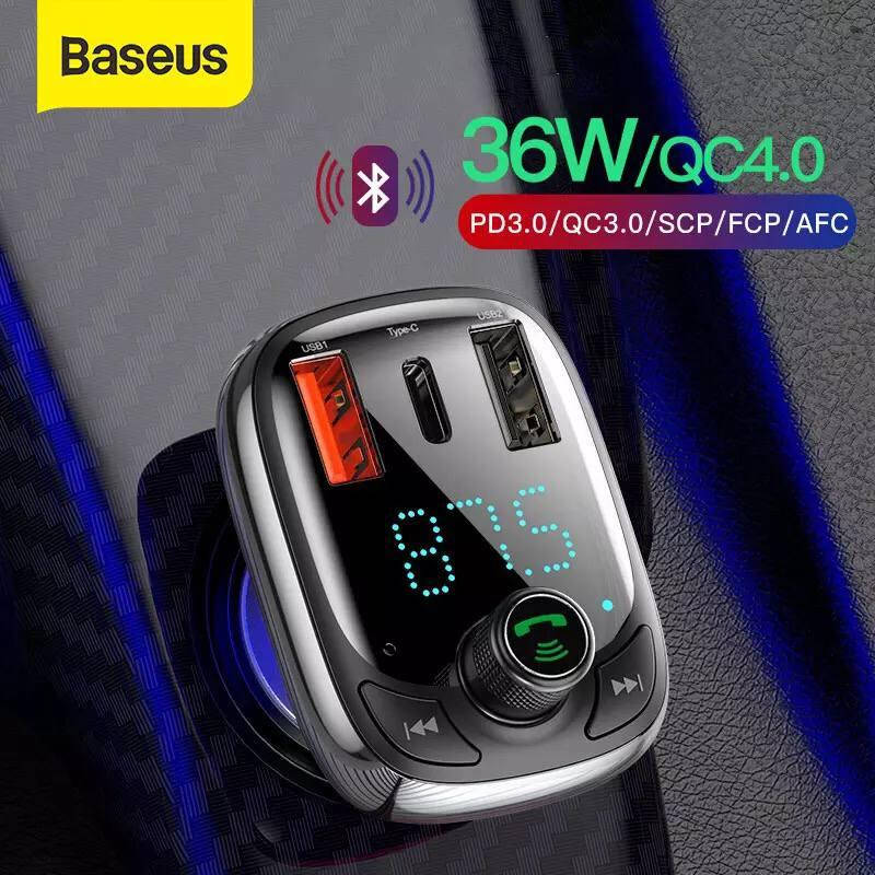 

ФМ трансмиттер fm модулятор Baseus S-13 Bluetooth 5.0 в авто автозарядное 36Вт QC4.0