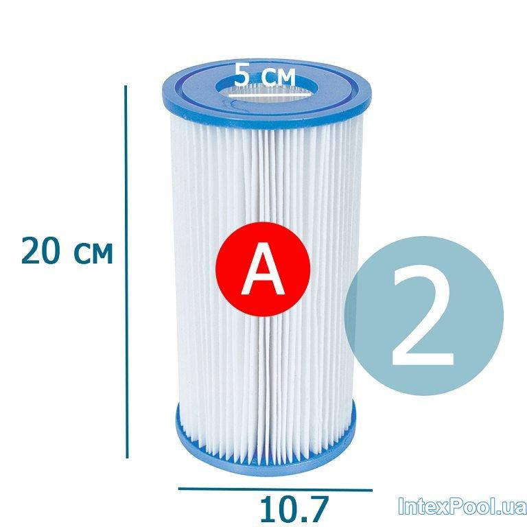 

Сменный картридж для фильтр насоса Intex 29000-2 тип «А» 2 шт, 20 х 10.7 см