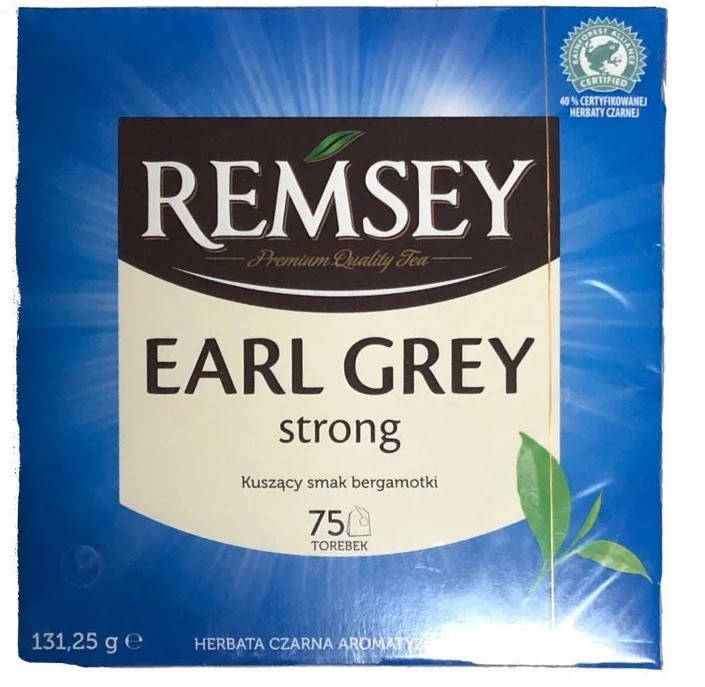 

Черный чай Remsey Earl Grey strong черный с бергамотом 75 пакетиков Польша