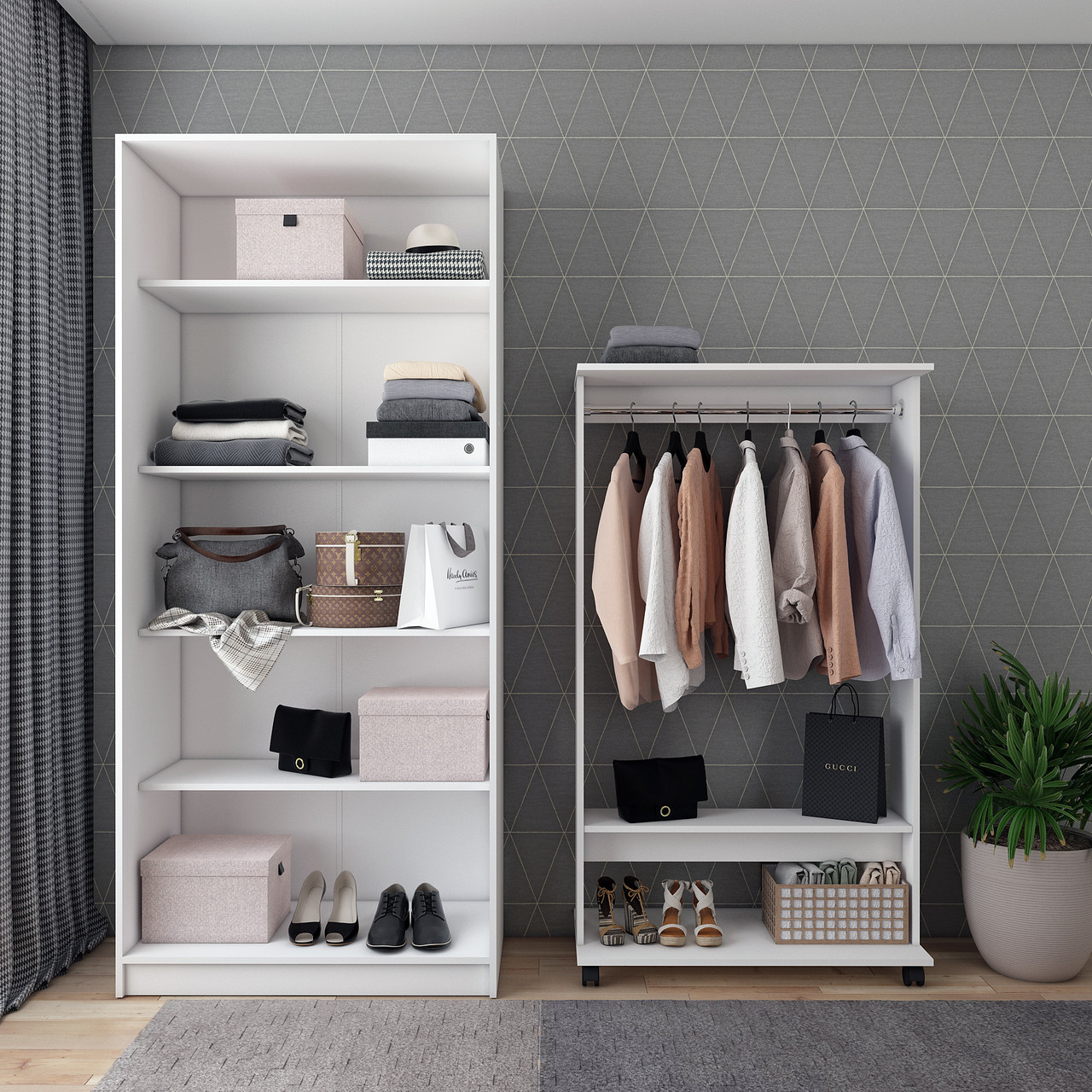 Шафа для одягу Doros Promo з полицями Білий 2 ДСП 90х48х204 (42005100) 2