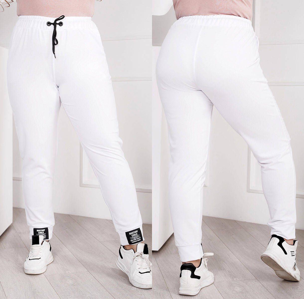 

Женские спортивные штаны в больших размерах 346 "Нашивка Манжет" в расцветках, Черный